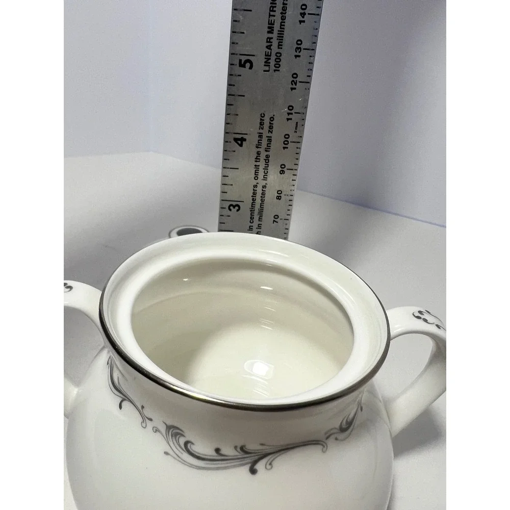 Royal Doulton Coronet H4947 Sugar Bowl and Creamer Set Platinum Trim Bone China